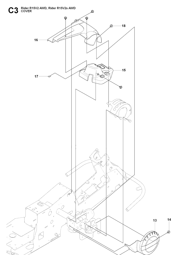 Cover 2 Diagram and Parts List for RIDER15V2AWD (965200901)(2009-04) Husqvarna Lawn Mower