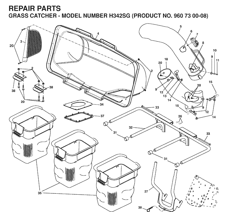 Product Complete Diagram and Parts List for 960730008 2006-12 Husqvarna Lawn Tractor Accessories