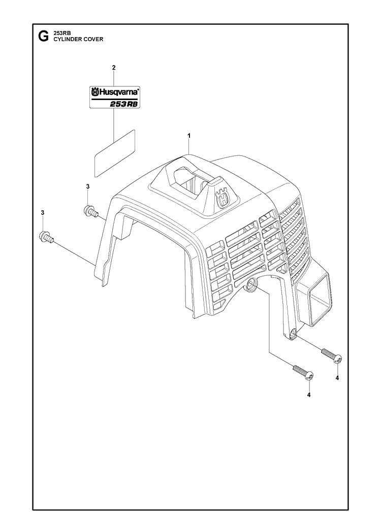 Cylinder Cover Diagram and Parts List for 253RB 20101000001-20182200000 Husqvarna Brush Cutter