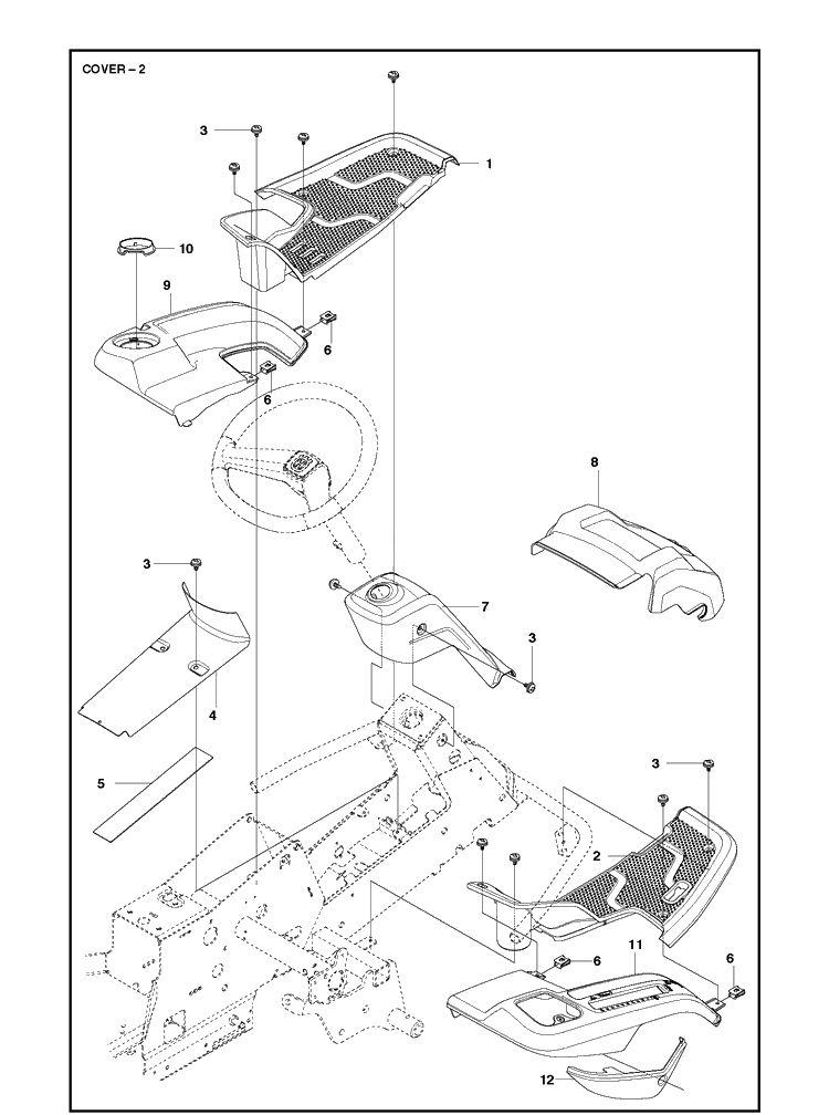 Cover 3 Diagram and Parts List for R214T AWD Husqvarna Lawn Mower