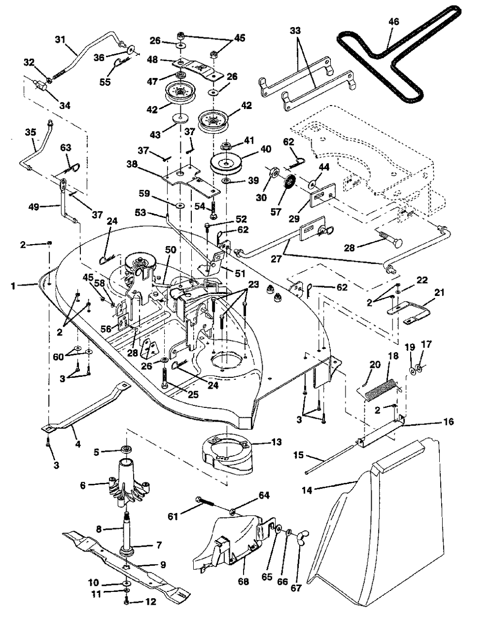 Mower Deck Diagram and Parts List for LR12 (954002701-D)(1996-01) Husqvarna Lawn Tractor