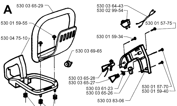 Handle Diagram and Parts List for 18H 19960900001-Current Husqvarna Hedge Trimmer