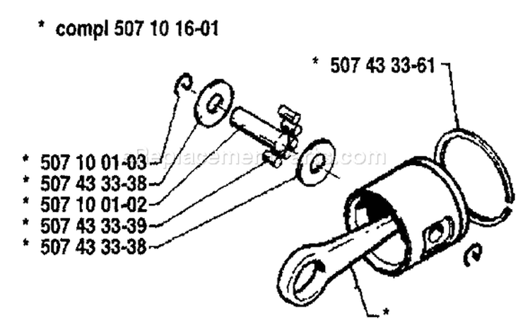 Page K Diagram and Parts List for 33 1986-12 Husqvarna Chainsaw