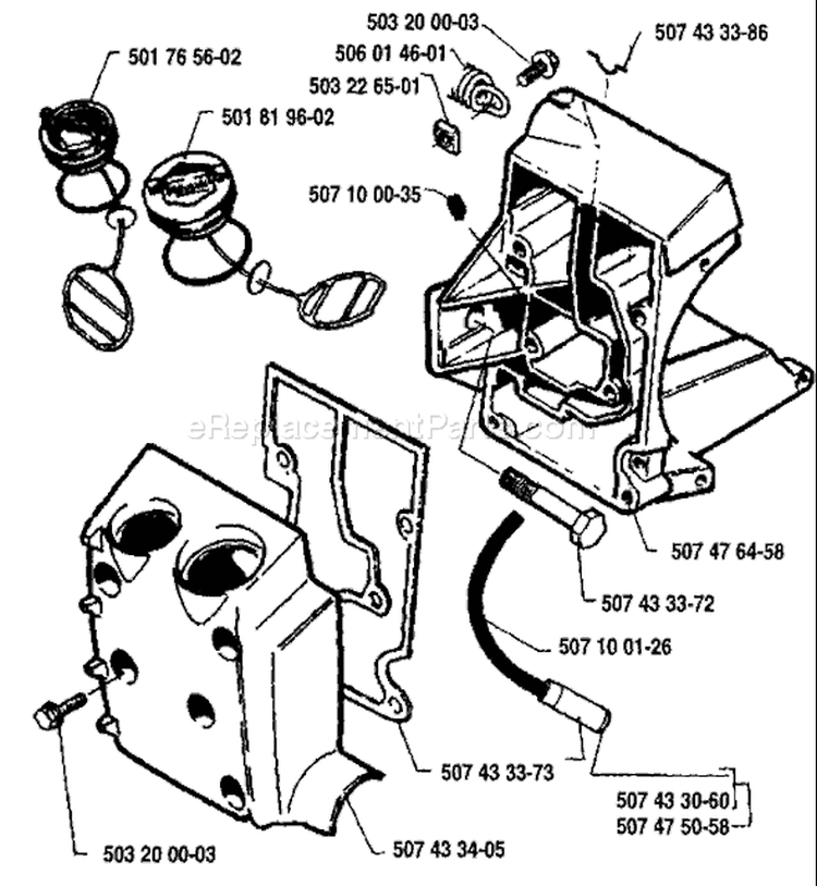 Page M Diagram and Parts List for 33 1986-12 Husqvarna Chainsaw