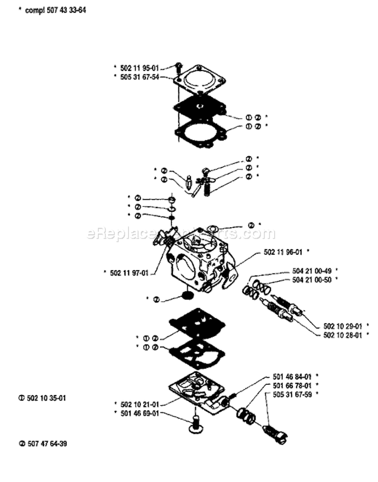 Page B Diagram and Parts List for 33 1986-12 Husqvarna Chainsaw