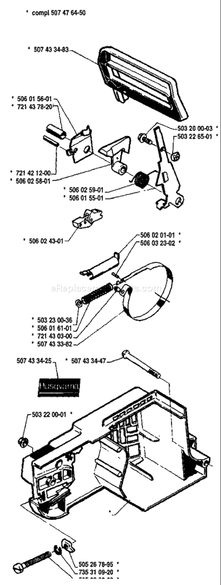 Page C Diagram and Parts List for 33 1986-12 Husqvarna Chainsaw
