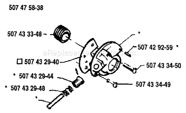 Page J Diagram and Parts List for 33 1989-05 Husqvarna Chainsaw