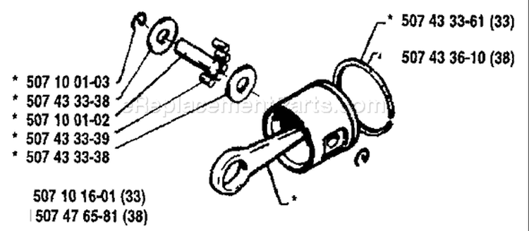 Page K Diagram and Parts List for 33 1989-05 Husqvarna Chainsaw