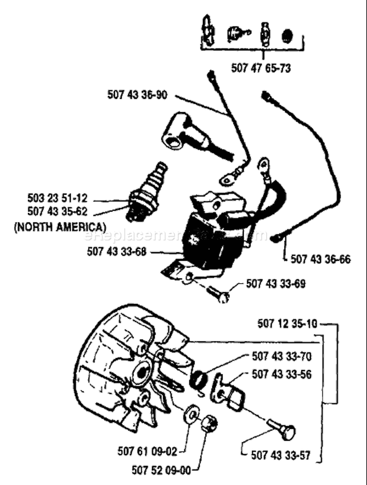 Page H Diagram and Parts List for 33 1989-05 Husqvarna Chainsaw