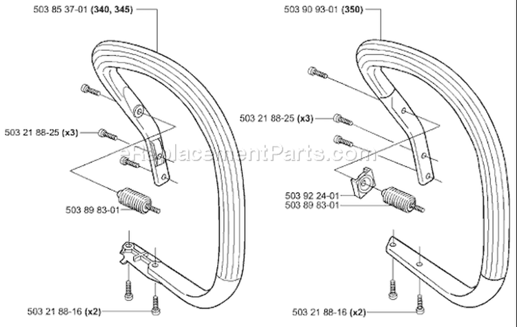 Page G Diagram and Parts List for 340 2001-09 Husqvarna Chainsaw