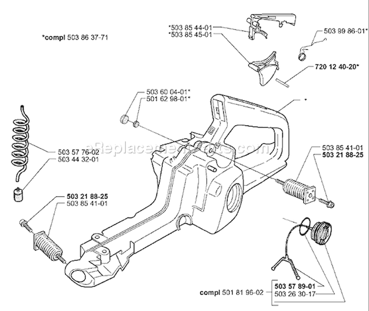 Page K Diagram and Parts List for 340EPA 340 EPA 1999-09 Husqvarna Chainsaw