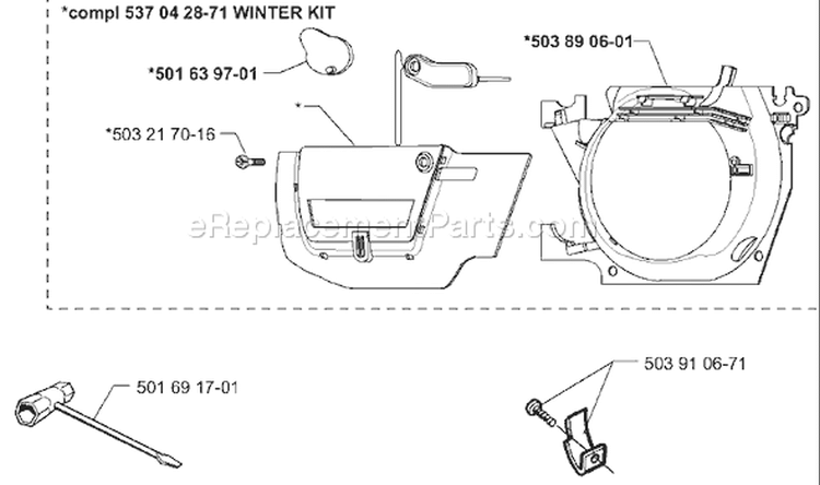 Page L Diagram and Parts List for 340EPA 340 EPA 1999-09 Husqvarna Chainsaw