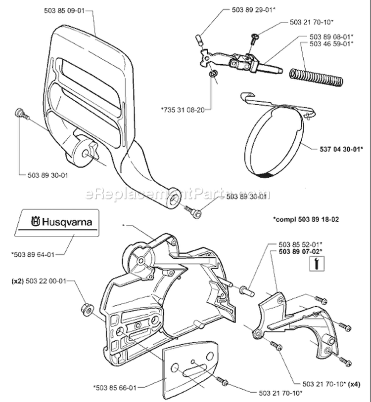 Page C Diagram and Parts List for 340EPA 340 EPA 1999-09 Husqvarna Chainsaw