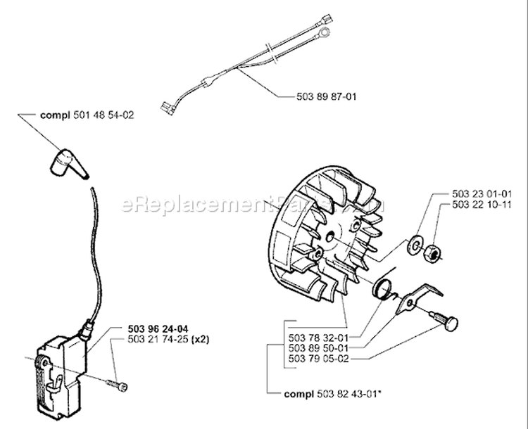 Page G Diagram and Parts List for 340EPA 340 EPA 1999-09 Husqvarna Chainsaw