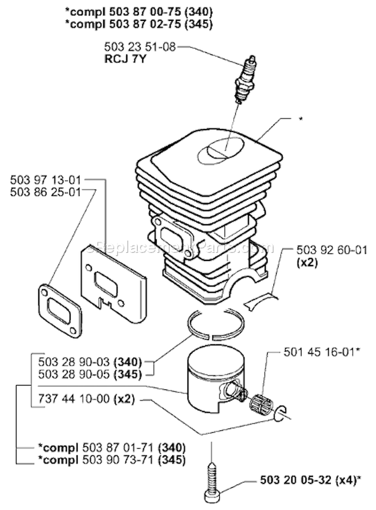 Page I Diagram and Parts List for 340EPA 340 EPA 1999-09 Husqvarna Chainsaw