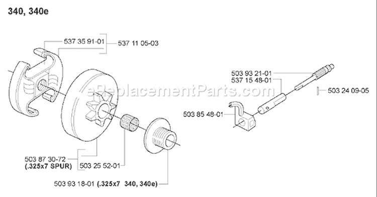 Page D Diagram and Parts List for 340 2006-06 Husqvarna Chainsaw