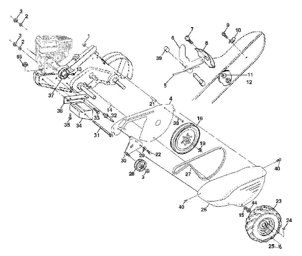 Mainframe, Left Side Diagram and Parts List for 650RTT (954329172-A)(2003-01) Husqvarna Tiller