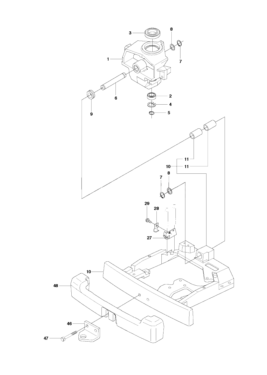 Chassis Rear Diagram and Parts List for R15T (966414201)(2010-07) Husqvarna Lawn Tractor