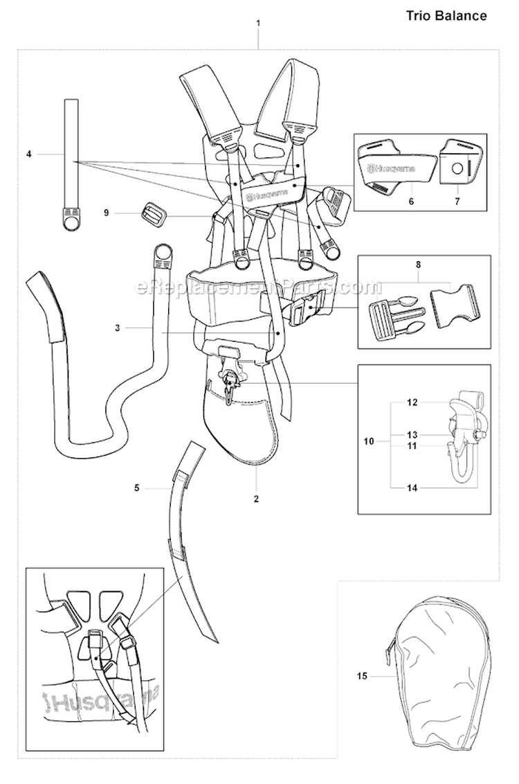 Harness (Trio Balance) Diagram and Parts List for 343FRM 2008-05 Husqvarna Brush Cutter