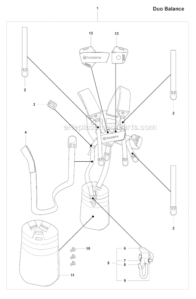 Harness (Duo Balance) Diagram and Parts List for 343FRM 2008-05 Husqvarna Brush Cutter
