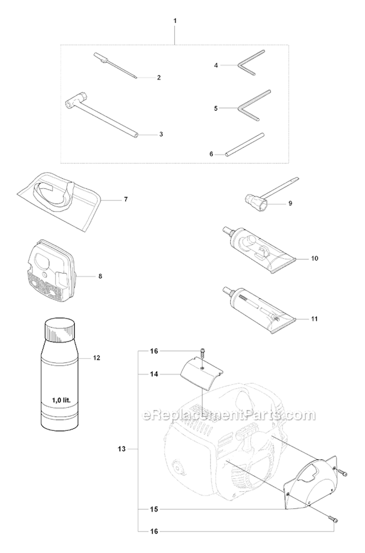 Accessories 1 Diagram and Parts List for 343FR 2008-05 Husqvarna Brush Cutter