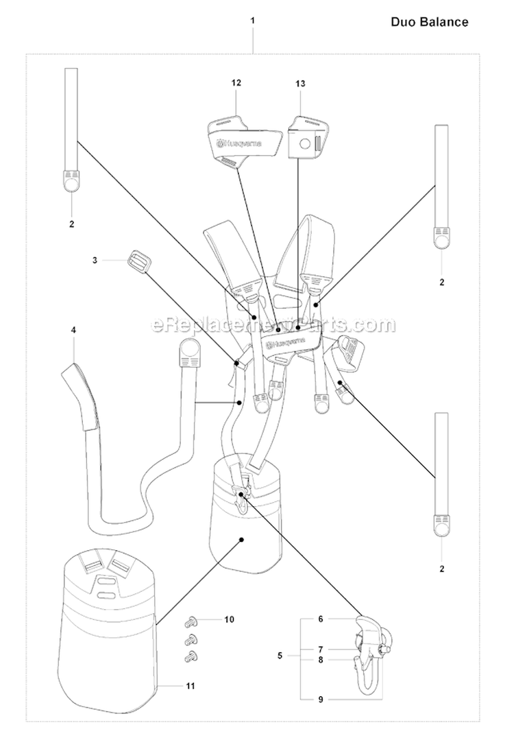 Harness (Duo Balance) Diagram and Parts List for 343FR 2008-05 Husqvarna Brush Cutter