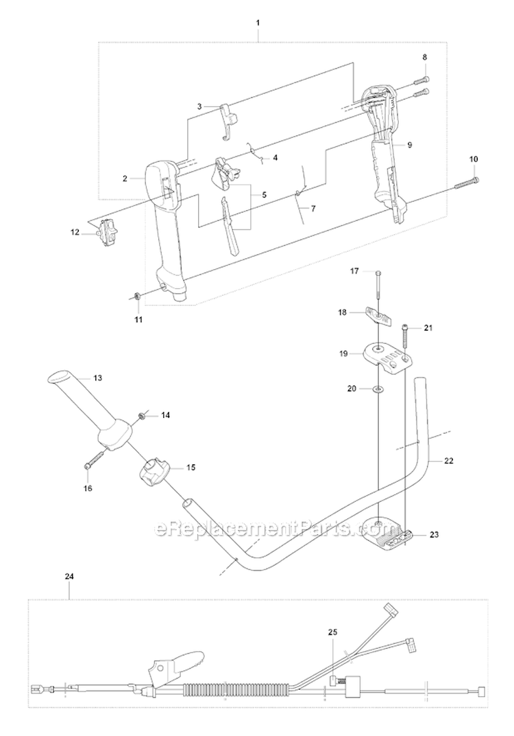 Throttle Controls 1 Diagram and Parts List for 343FR 2008-05 Husqvarna Brush Cutter