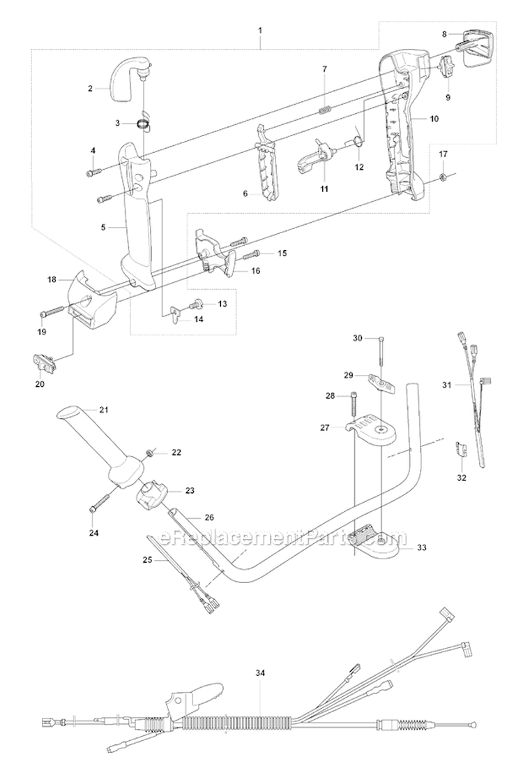 Throttle Controls 2 Diagram and Parts List for 343FR 2008-05 Husqvarna Brush Cutter