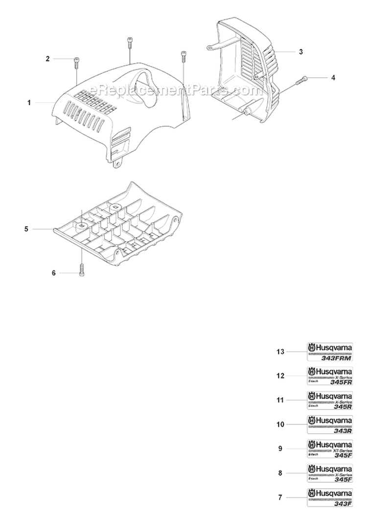 Cover Diagram and Parts List for 343FR 2008-05 Husqvarna Brush Cutter