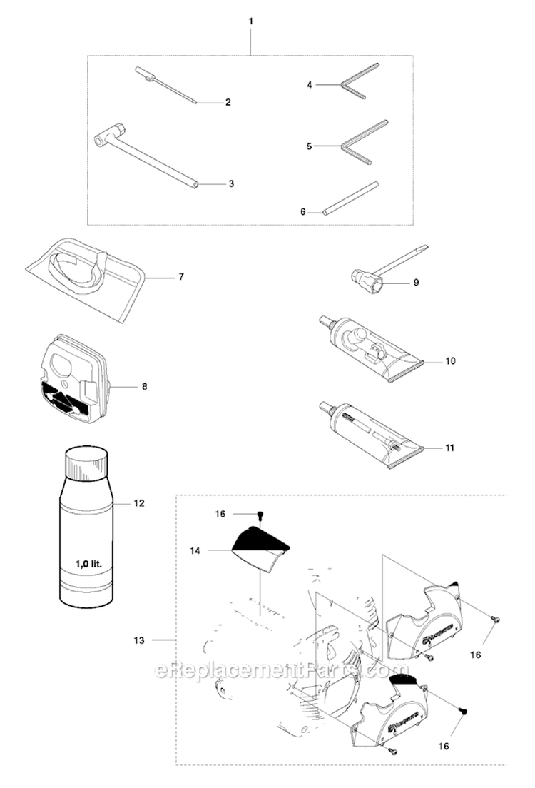 Accessories 1 Diagram and Parts List for 343FR 2010-09 Husqvarna Brush Cutter