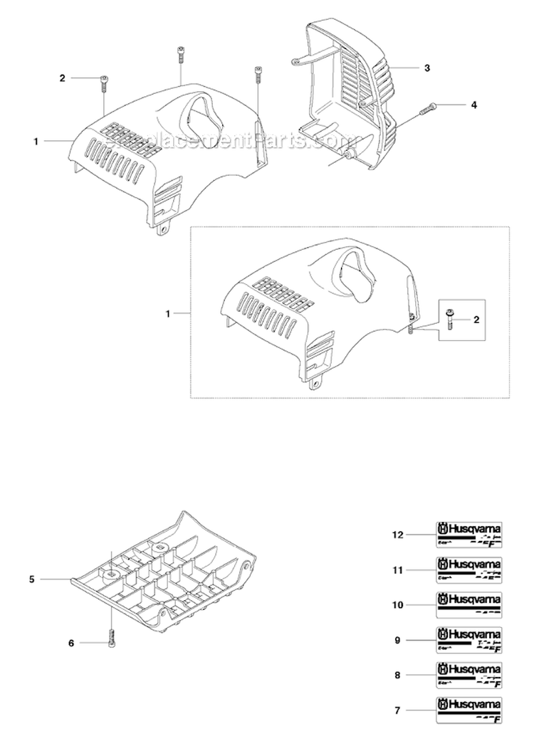 Cover Diagram and Parts List for 343FR 2010-09 Husqvarna Brush Cutter