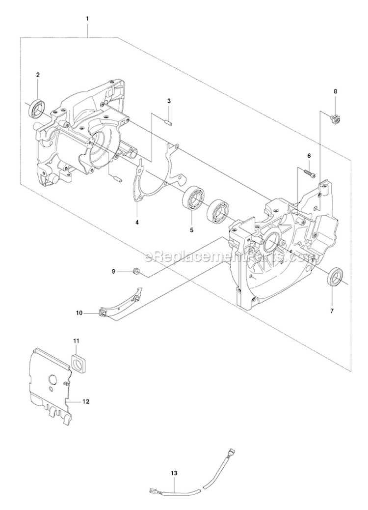Crankcase Diagram and Parts List for 343FR 2010-09 Husqvarna Brush Cutter