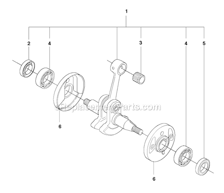 Crankshaft Diagram and Parts List for 343FR 2010-09 Husqvarna Brush Cutter