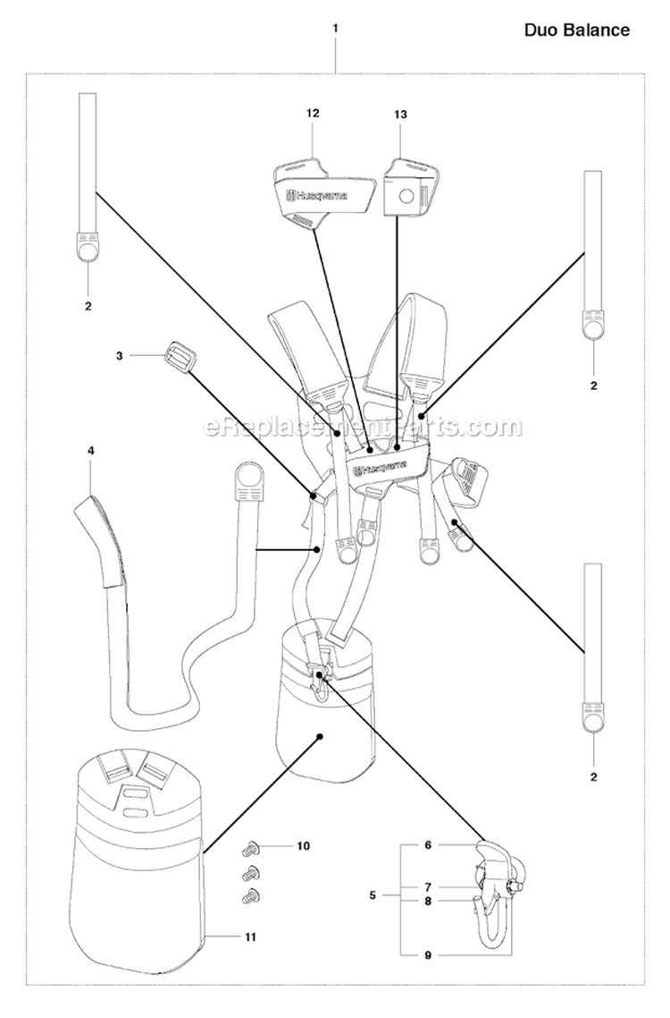 Harness (Duo Balance) Diagram and Parts List for 343FR 2010-09 Husqvarna Brush Cutter