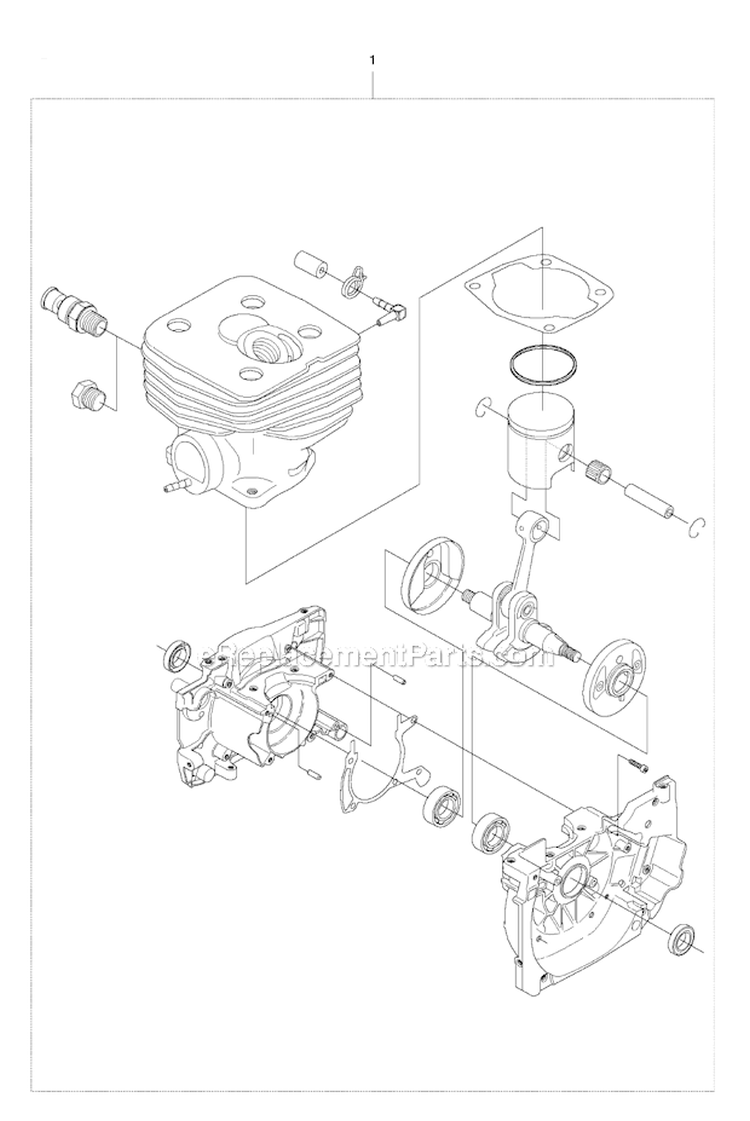 Short Block Diagram and Parts List for 343FR 2010-09 Husqvarna Brush Cutter