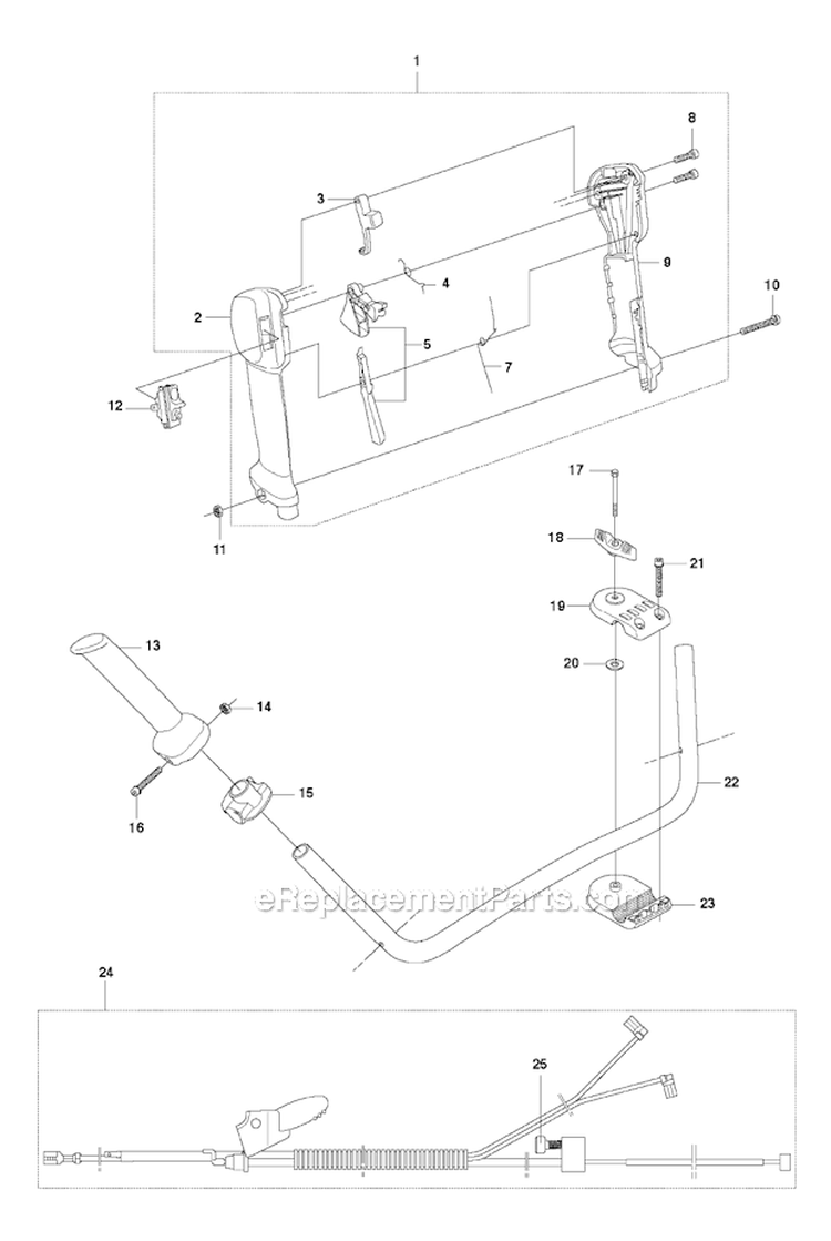 Throttle Controls 1 Diagram and Parts List for 343FR 2010-09 Husqvarna Brush Cutter