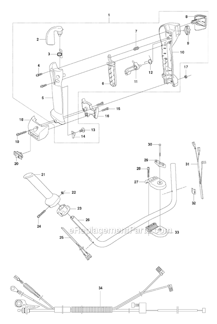 Throttle Controls 2 Diagram and Parts List for 343FR 2010-09 Husqvarna Brush Cutter