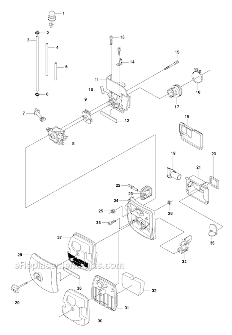 Air Filter Diagram and Parts List for 343FR 2010-09 Husqvarna Brush Cutter