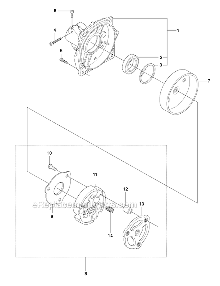 Clutch Diagram and Parts List for 343FR 2010-09 Husqvarna Brush Cutter