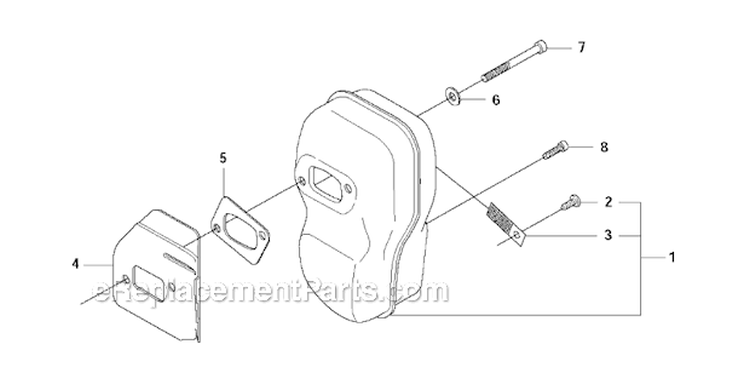 Muffler Diagram and Parts List for 343FR 2011-02 Husqvarna Brush Cutter