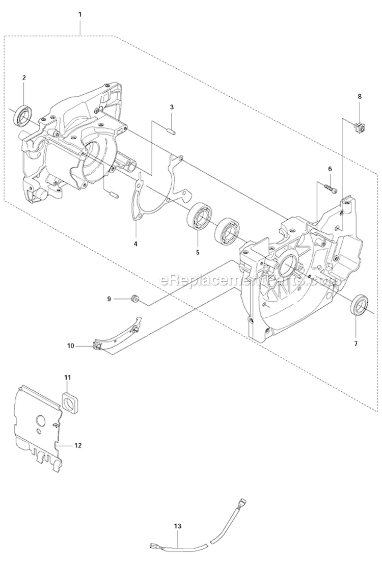 Crankcase Diagram and Parts List for 343FR 2011-02 Husqvarna Brush Cutter