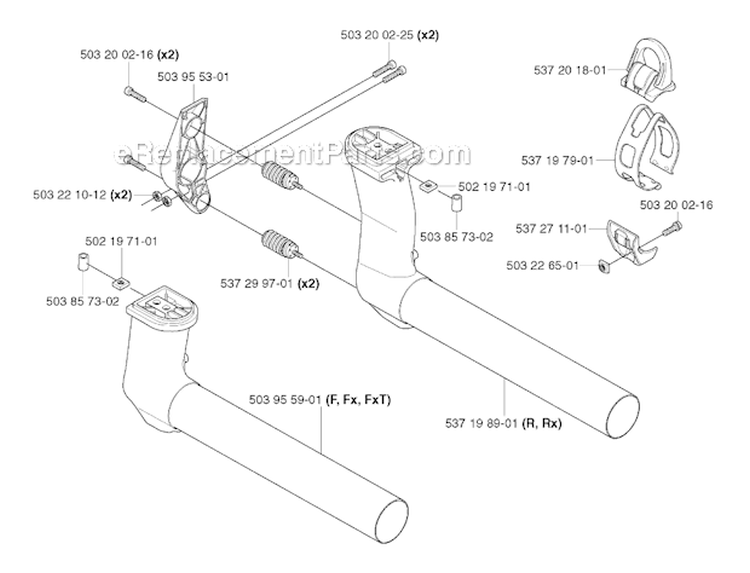 Tower Diagram and Parts List for 343F 2003-05 Husqvarna Brush Cutter