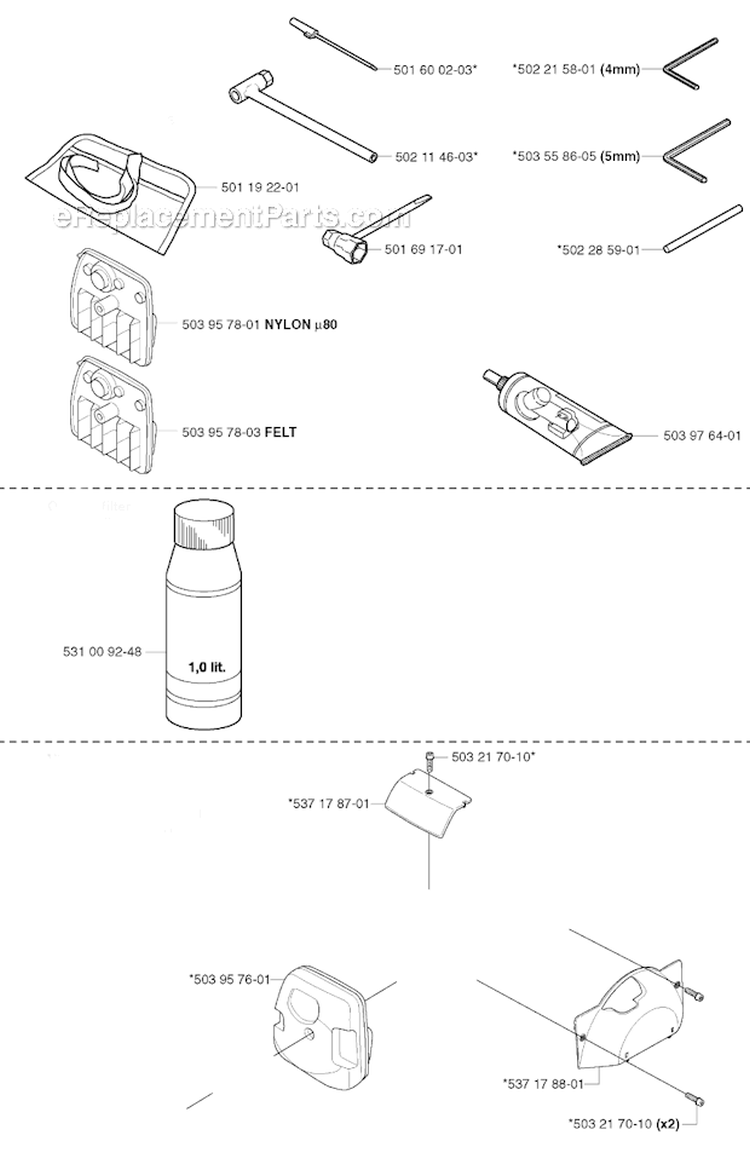 Accessories 2 Diagram and Parts List for 343F 2003-05 Husqvarna Brush Cutter