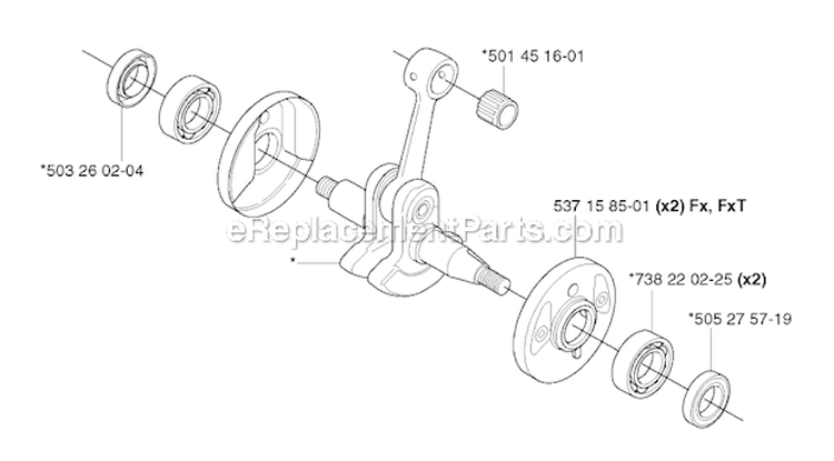Crankshaft Diagram and Parts List for 343F 2003-05 Husqvarna Brush Cutter