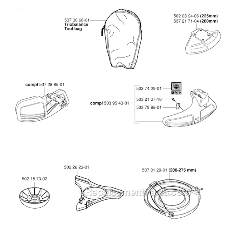 Accessories 1 Diagram and Parts List for 343F 2006-10 Husqvarna Brush Cutter