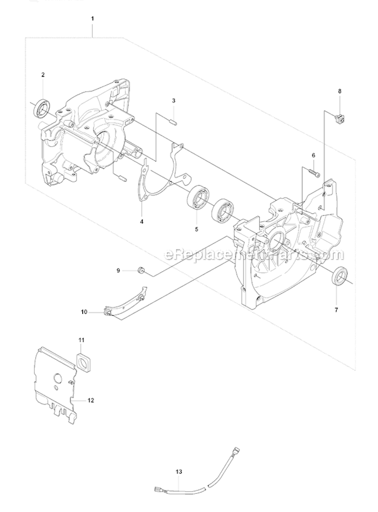 Crankcase Diagram and Parts List for 343F 2008-05 Husqvarna Brush Cutter