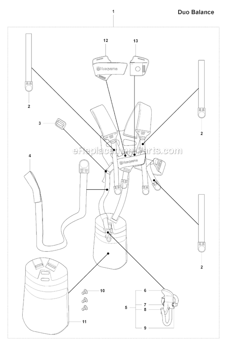 Harness (Duo Balance) Diagram and Parts List for 343F 2008-05 Husqvarna Brush Cutter