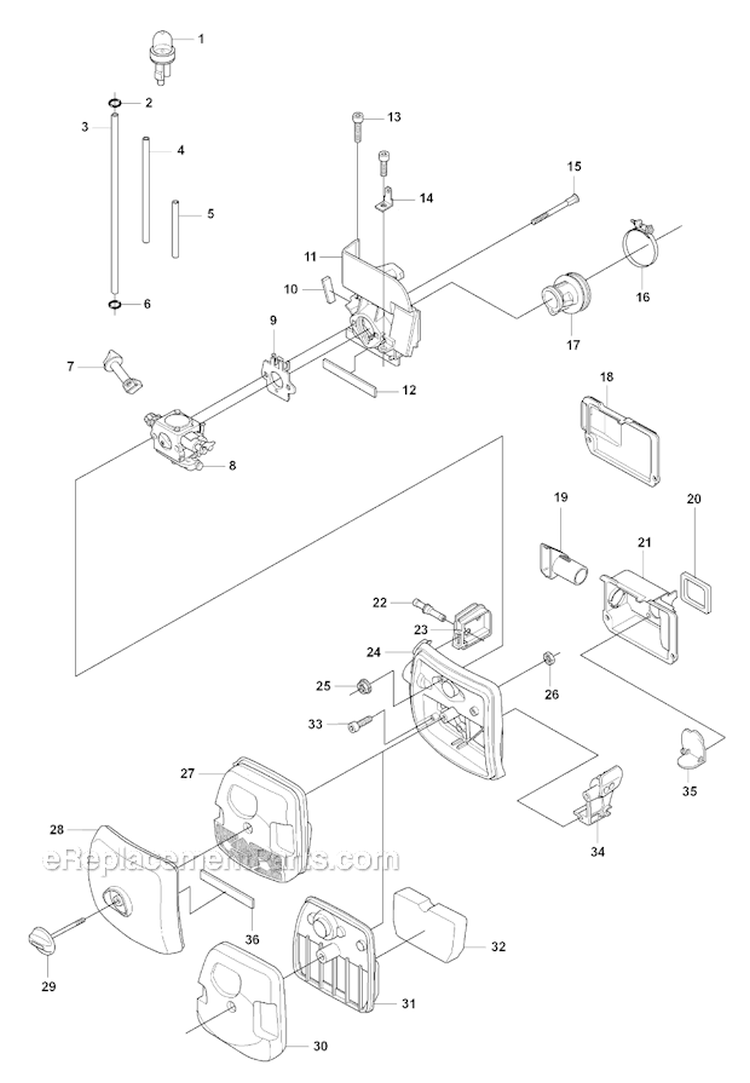 Air Filter Diagram and Parts List for 343F 2008-05 Husqvarna Brush Cutter
