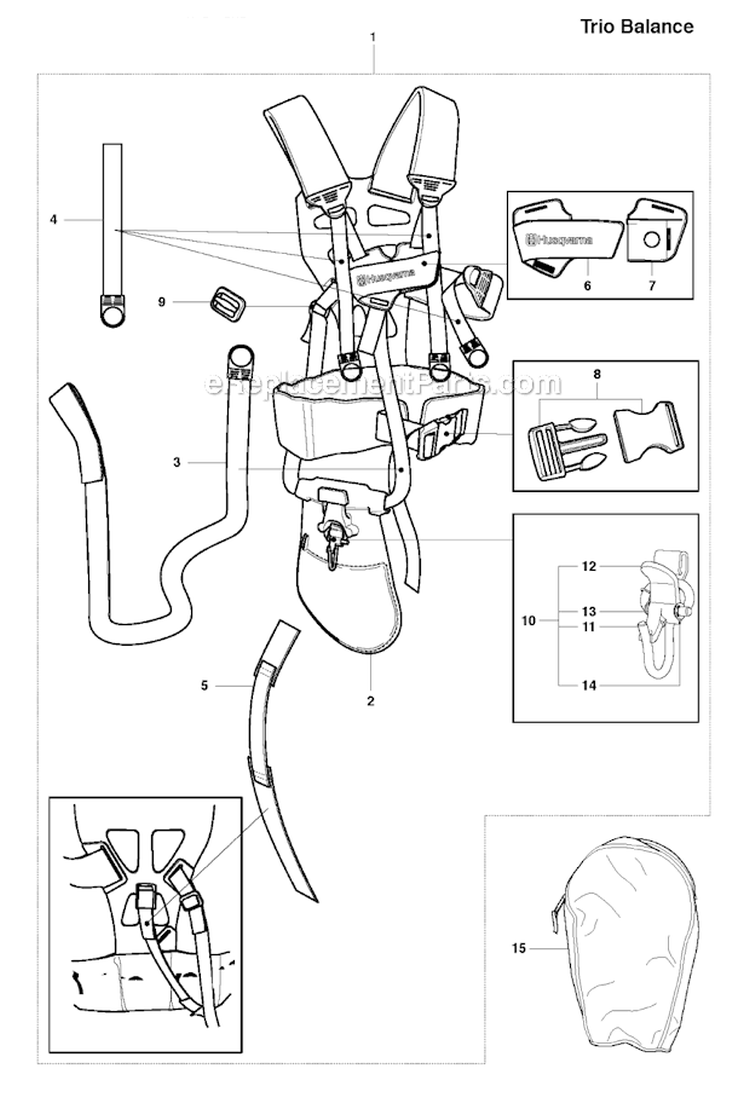Harness (Trio Balance) Diagram and Parts List for 343F 2010-09 Husqvarna Brush Cutter