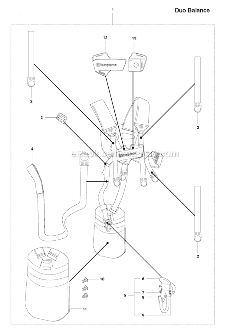 Harness (Duo Balance) Diagram and Parts List for 343F 2010-09 Husqvarna Brush Cutter